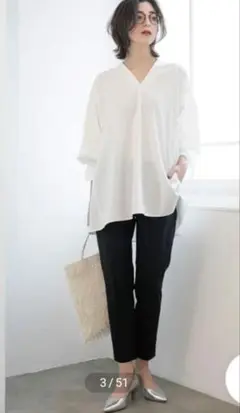 ①ハイストレッチイージースティックパンツ　ブラック　Lサイズ