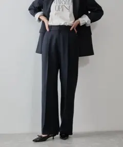 コンフォートツイルワンタックワイドスラックスパンツ【洗える/防シワ/UVケア】