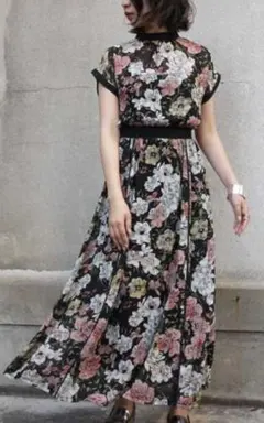 ★【&g'aime】花柄シースルーロングワンピース★