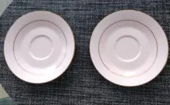 ノリタケ　ピンク　ホワイトレース＆ゴールド縁取り　ソーサー 2枚セット