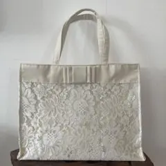 ⭐︎ハンドメイド⭐︎ フォーマル サブバッグ リボン付♡ベージュ レース仕立て