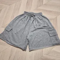 【値下げ️⭕️】グレー　スウェット　 カーゴショートパンツ ゴムウエスト 韓国