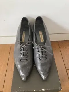 24.5cmグレー レースアップ レザーシューズ