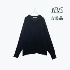 ＊ 【美品】 イーブス クルーネック 長袖 カーディガン ブラック 春夏秋のサムネイル