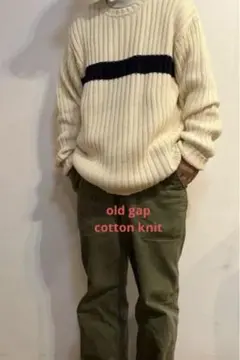 極美品】old GAP ギャップ リブ編み　セーター ストライプ　白