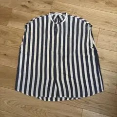 Le Glazik フレンチスリーブ ストライプ ブラウス ルグラジック