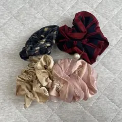 新品未使用　ヘアアクセサリー シュシュ 4個セット