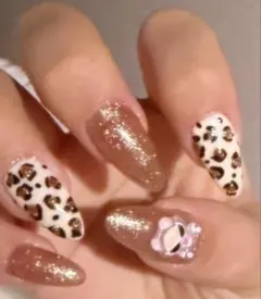 ネイルチップ【ヒョウ柄ラメ】