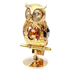 置物 フクロウ ゴールド 2 ミミズク 酉年 縁起物 スワロフスキー クリスタル