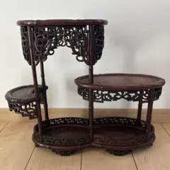 木製 盆栽用古作飾り台 骨董品 木工 小品用 香炉台 瓶台 花台 盆栽台