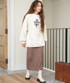 ニコアンド やわらかニットボーダースカート