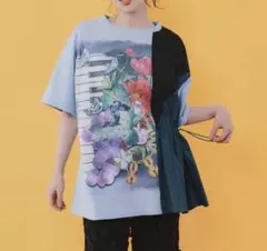 【is scolar】楽器×お花のブローチ柄アシメ配色切替《土日限定割引中》のサムネイル