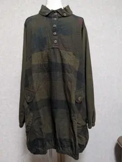 【遊民】 チェック柄 長袖チュニック