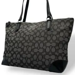 COACH コーチ トートバッグ キャンバス 肩掛け シグネチャー ブラック
