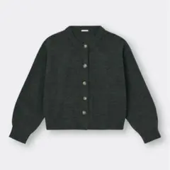 ダークグレー ボタン付きカーディガン　GU