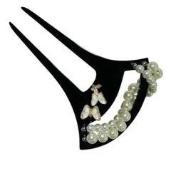 かんざし パール　蝶　留袖　和装小物　着物　結婚式　簪　バチ型