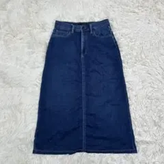 ✨ UNIQLO ユニクロ デニムミディスカート ストレッチ　ブルー