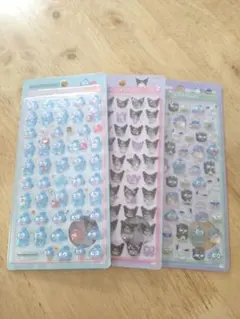 サンリオミニボンボンドロップシール3枚セット　はぴだんぶい　クロミ　ハンギョドン