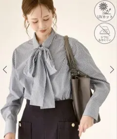 ロペピクニック【防シワ】ボウタイ付きレギュラーシャツ 匿名配送