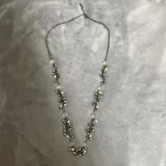 ロングネックレス 黒とクリア ビーズ