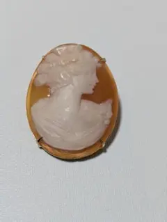 シェルカメオブローチ＆ペンダントトップ　PEN CAMEO刻印あり