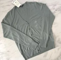 ユニクロ　エクストラファインメリノ　Vネックカーディガン　S グリーン　新品