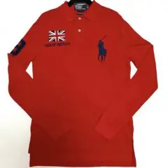 【美品】ポロbyラルフローレン　デザインポロシャツ　S／175/92A 赤