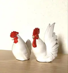 雄鶏 雌鳥 置物 陶器