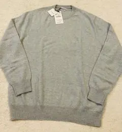 №825新品ZARAMAN淡グリーン系カシミヤ100%クルーセーターXL