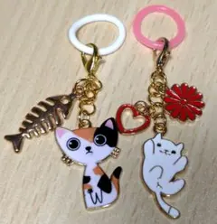ユーモアなネコチャーム2個セット（アンブレラマーカー）