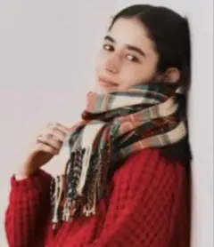 BEAMSビームスハート チェック柄 大判ストール マフラー