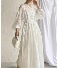 She's Closet クロシェ編み風ボリュームスリーブレースロングワンピースのサムネイル