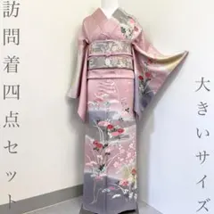 【着物と帯 時流】H26221s◆正絹 訪問着四点セット◆大きいサイズ 金彩加工
