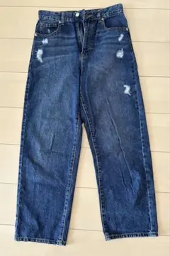 ダメージ加工 ワイドレッグデニムパンツ