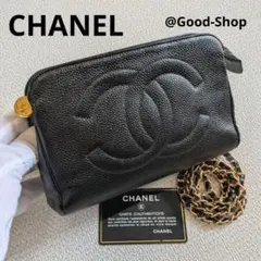シャネル　デカココ　ポーチ　キャビアスキン　黒　ショルダー　リカラー　正規品のサムネイル