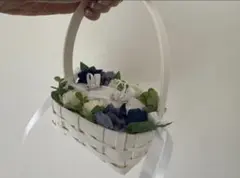 リングピローホワイトバスケット（造花付き）