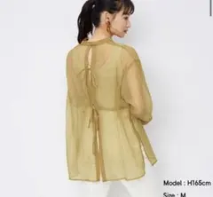 GU シアーバックリボンシャツ　長袖のサムネイル