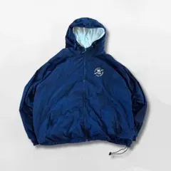 90s スポーツ系 2XL ナイロンジャケット ネイビー ロゴ ストリート 春秋