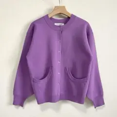 LOUNIE ニットブルゾン カーディガン FREE パープル 紫 ボリューム袖