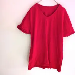 美品✨ 半袖Tシャツ 赤 レッド Vネック 無地 カジュアル ユニセックス 夏