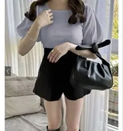 GRL スクエアネックパフスリーブニットトップス[kz257]