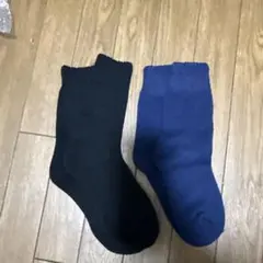 リブ編みソックス 黒 青 2足セット