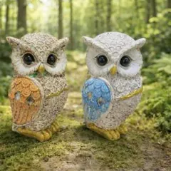 ♡幸運を呼ぶ♡ペアフクロウ 置物 不苦労 福来郎 金運　守護　開運インテリア