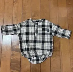 チェック柄　長袖シャツロンパース80サイズ