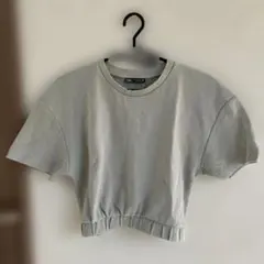 訳あり ZARA グレー クロップドTシャツ L 相当