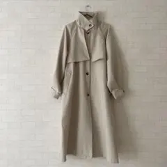 ベージュ ロングコート ダブルボタン