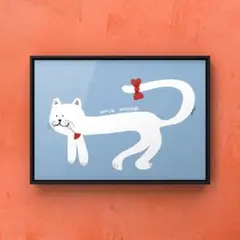 ★A4フレーム付き★オリジナル アートポスター SO HAPPY インテリア 猫