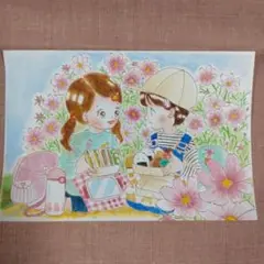 水彩画手描きイラスト　取り替えっこしよ！