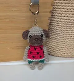 ミニミニ あみぐるみ スイカにギュッのおさるさん ストラップ | Mercari