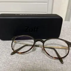 Zoff メガネ 伊達メガネ 度なし UVブラウン　べっ甲